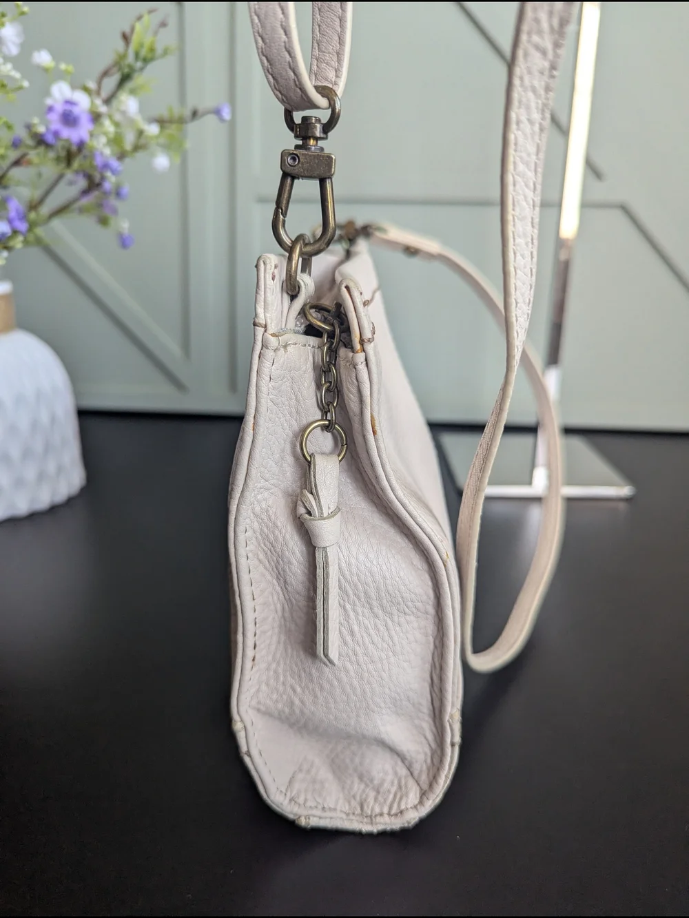 The Sak Cream Leather Crossbody Bag